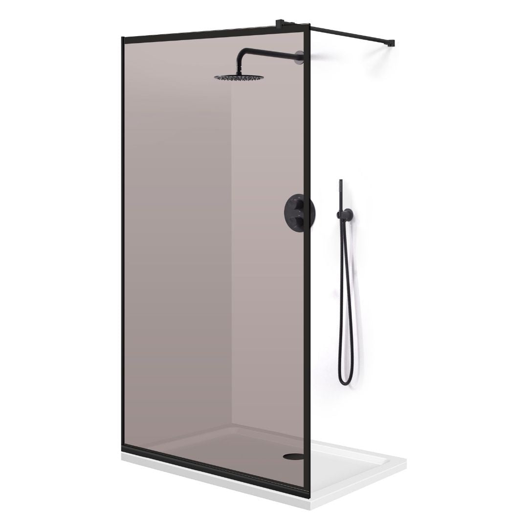 Zuhanyfal Walk-in, fekete zuhanyfal, #Bronz #Bronz