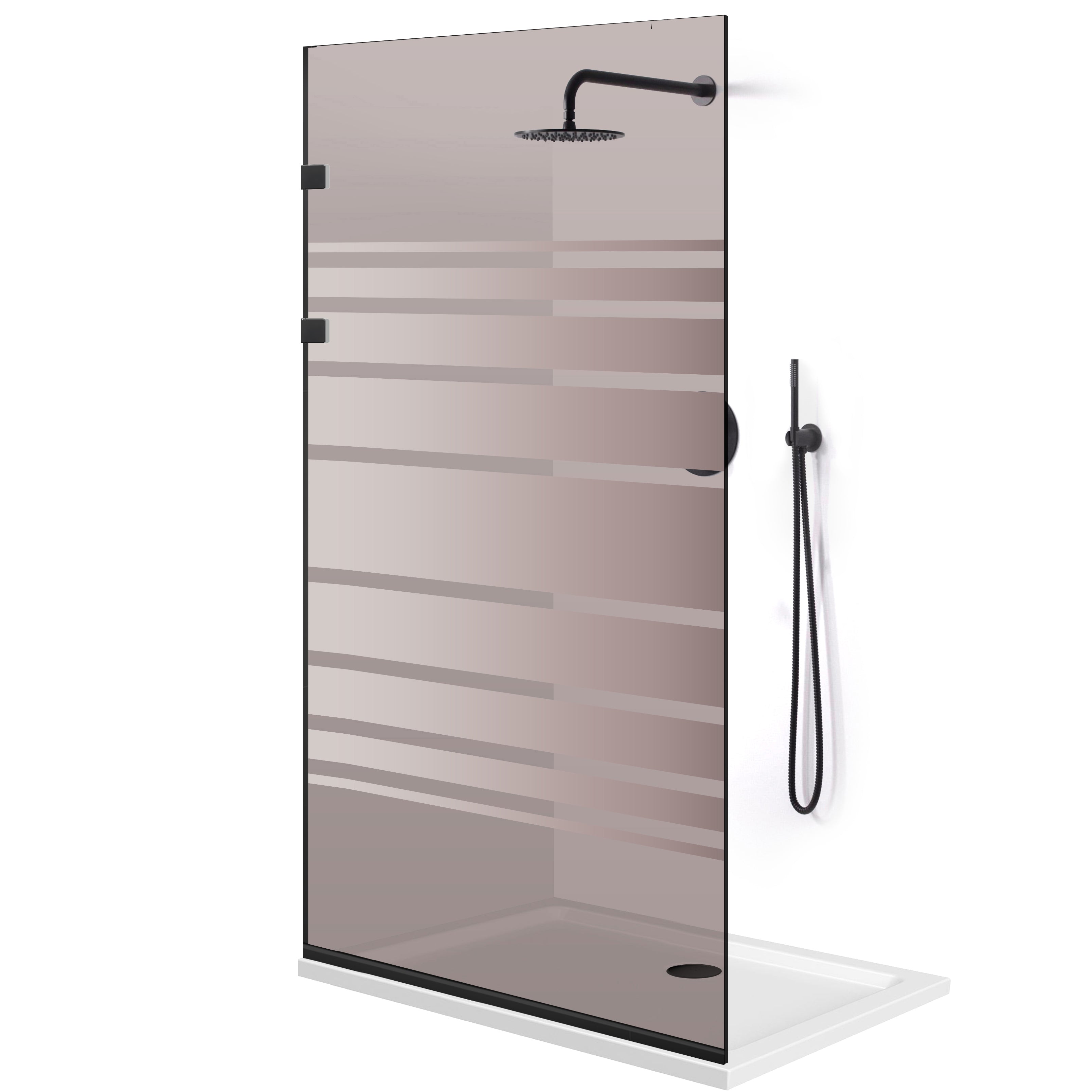 Zuhanyfal Walk-in, Rozsdamentes acél zuhanyfal, matt fekete #Bronz