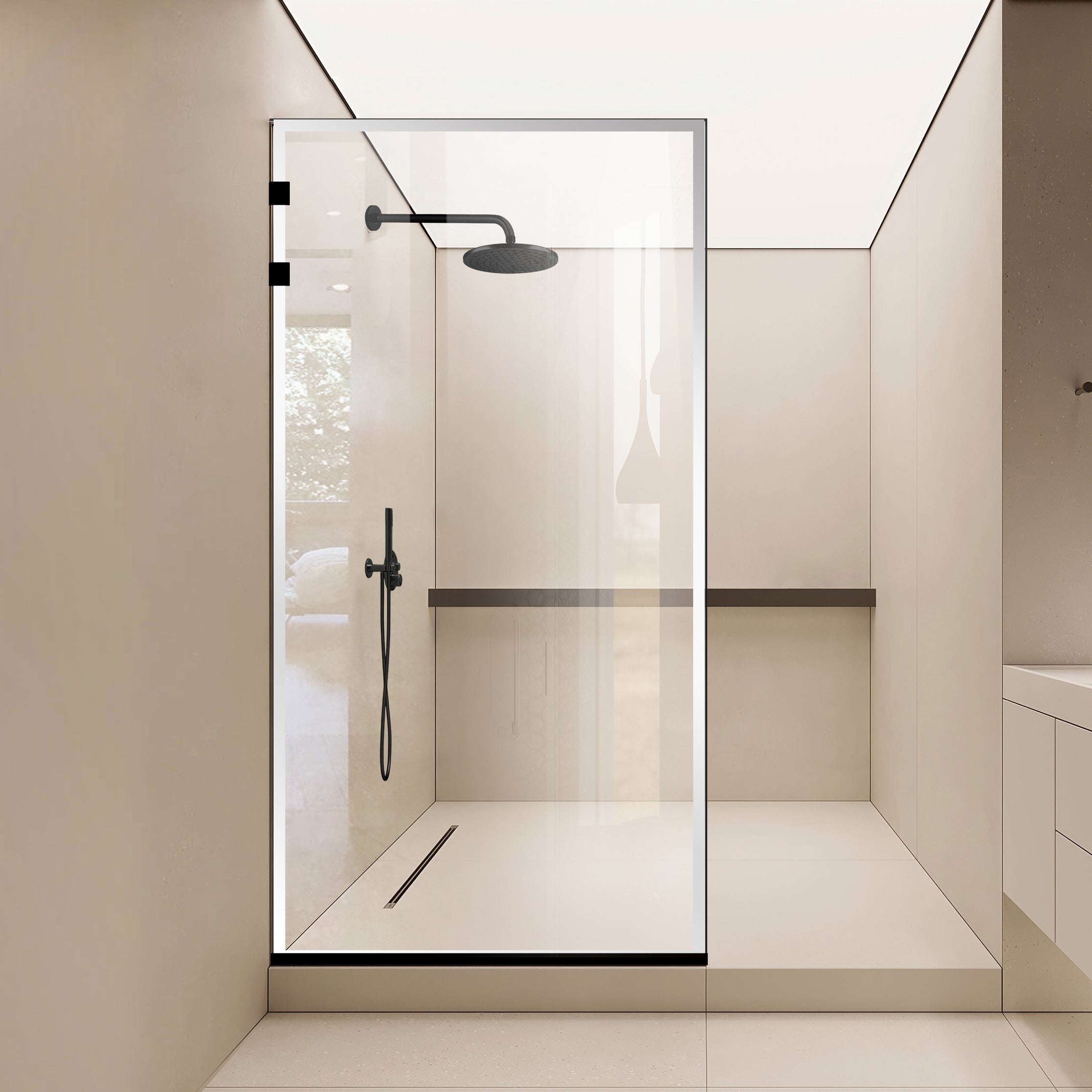 Zuhanyfal Walk-in, Zuhanyfal Rozsdamentes acél, #Átlátszó #Víztiszta