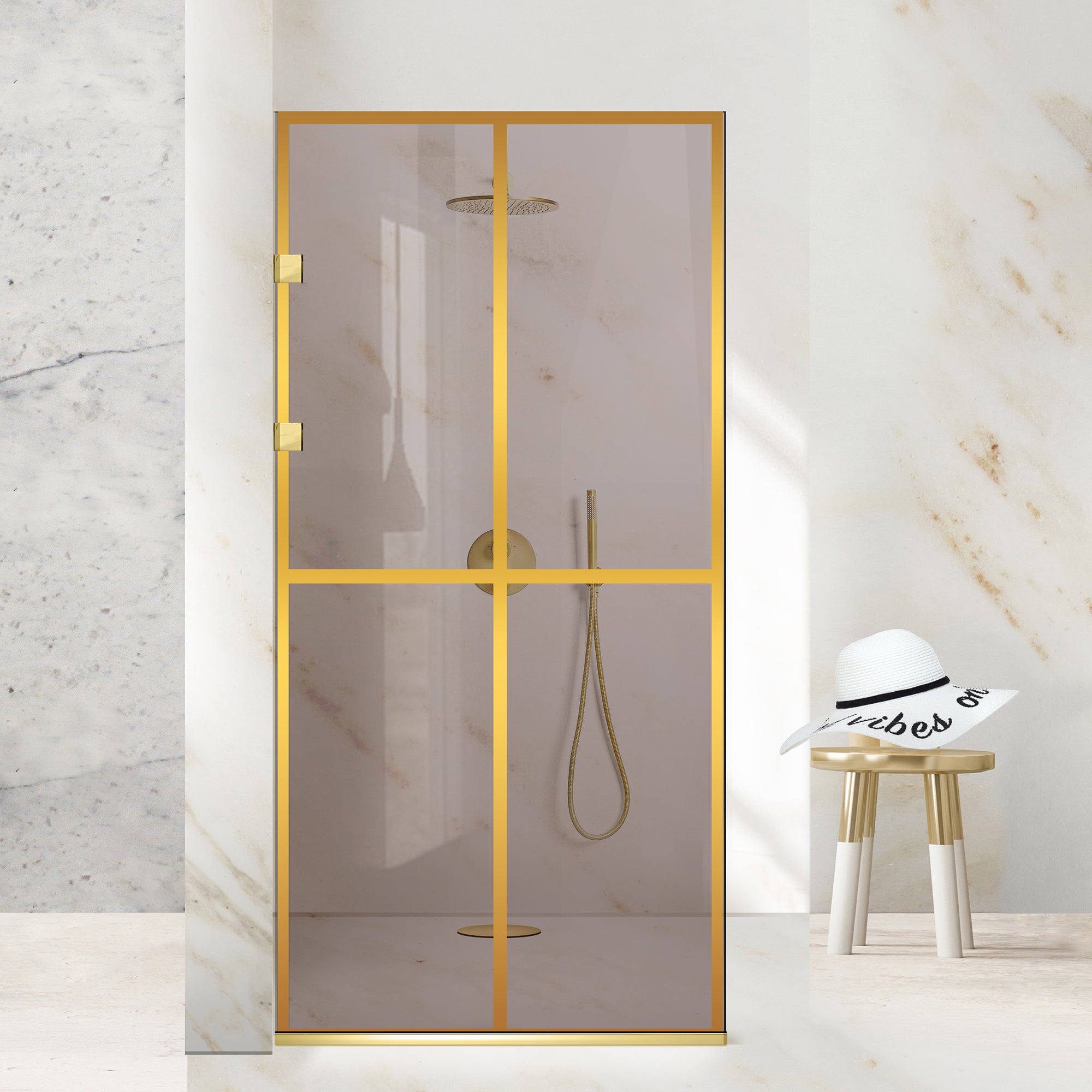 Zuhanyfal Walk-in, Zuhanyfal Rozsdamentes acél, arany #Bronz