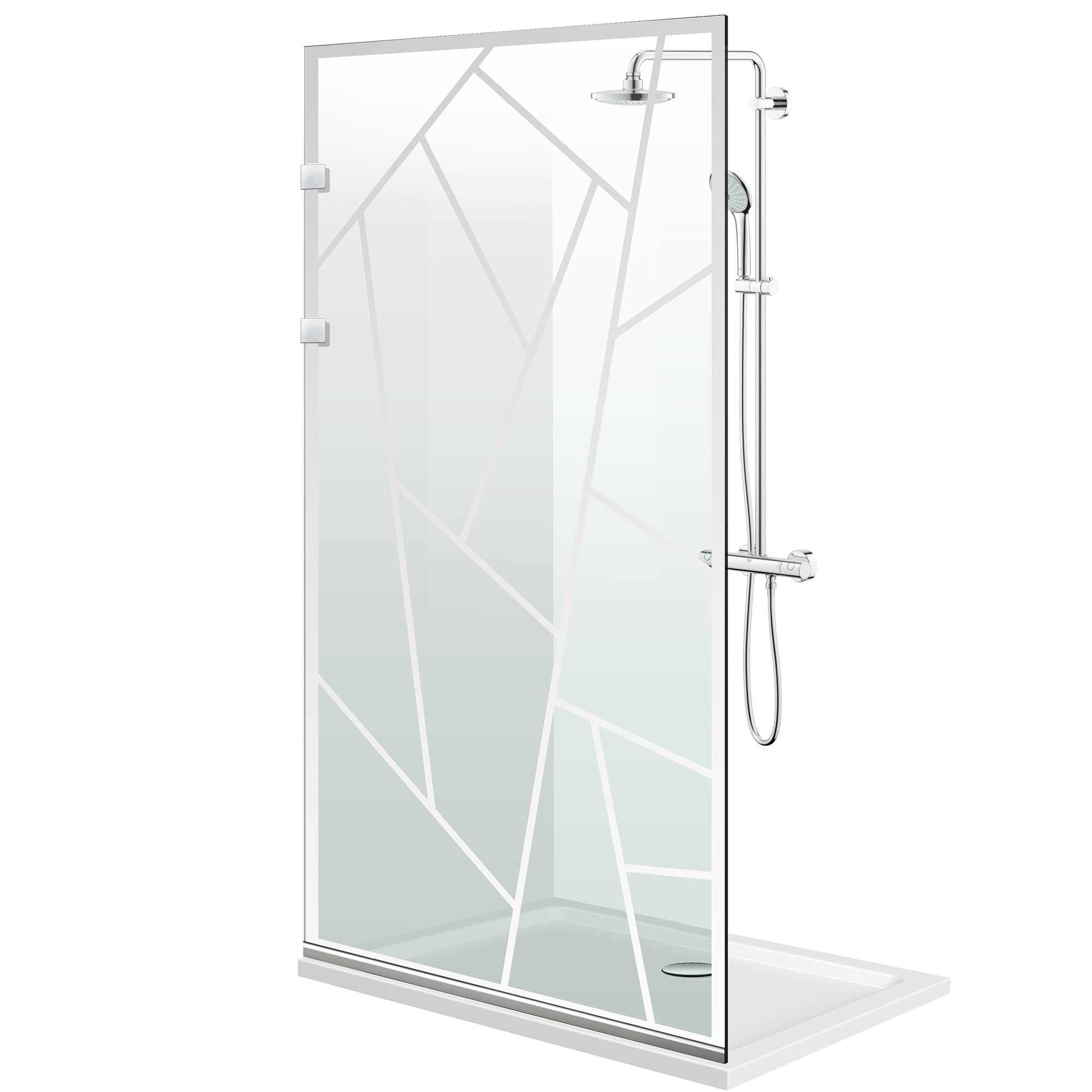 Aqua Elegance ® INOX walk-in zuhanyfal, Atlas színtelen modell, teljes rozsdamentes acél szerelvények, átlátszó, biztonsági üveg