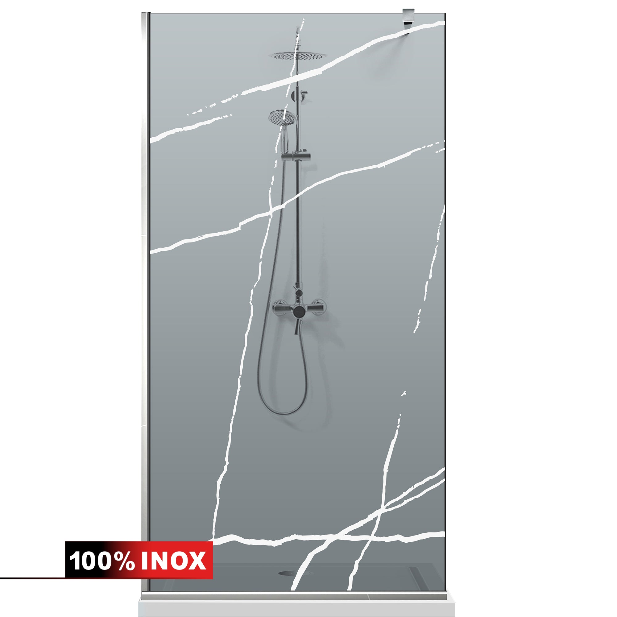 Paravan dus Walk-in, Perete dus Inox, #Gri #Szürke