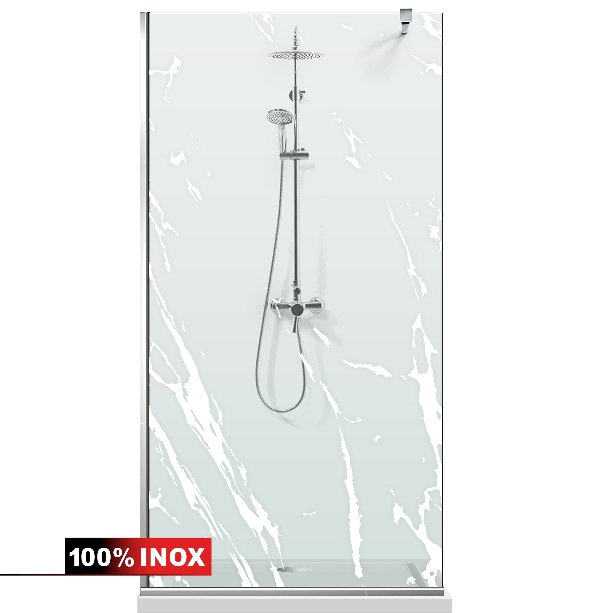 Paravan dus Walk-in, Perete dus Inox, #Clara #Víztiszta