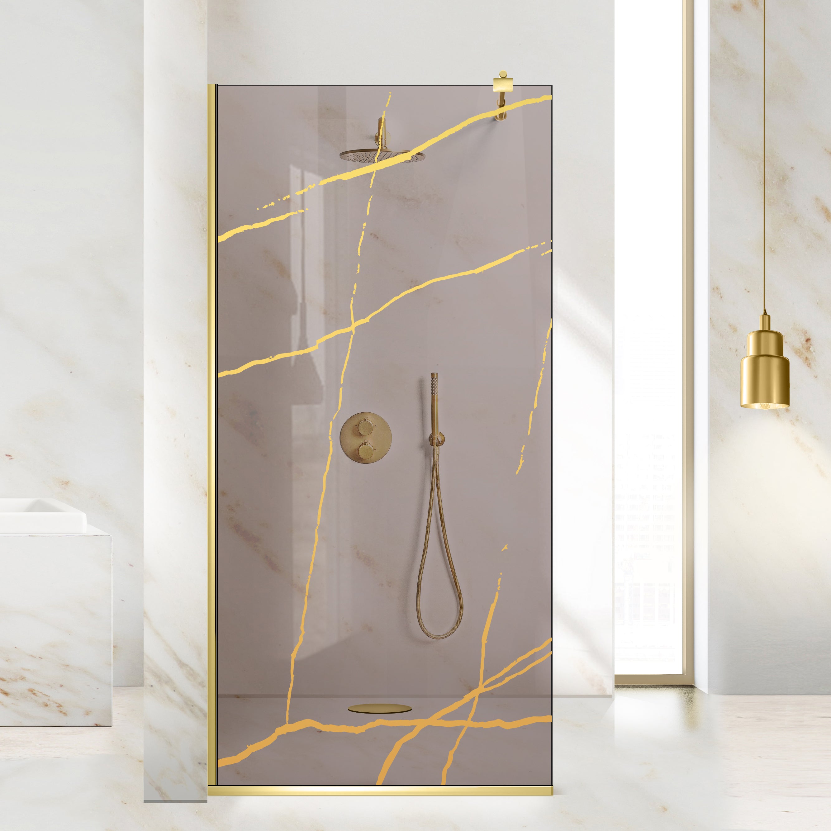 Zuhanyfal Walk-in, zuhanyfal Arany, #Bronz #Bronz