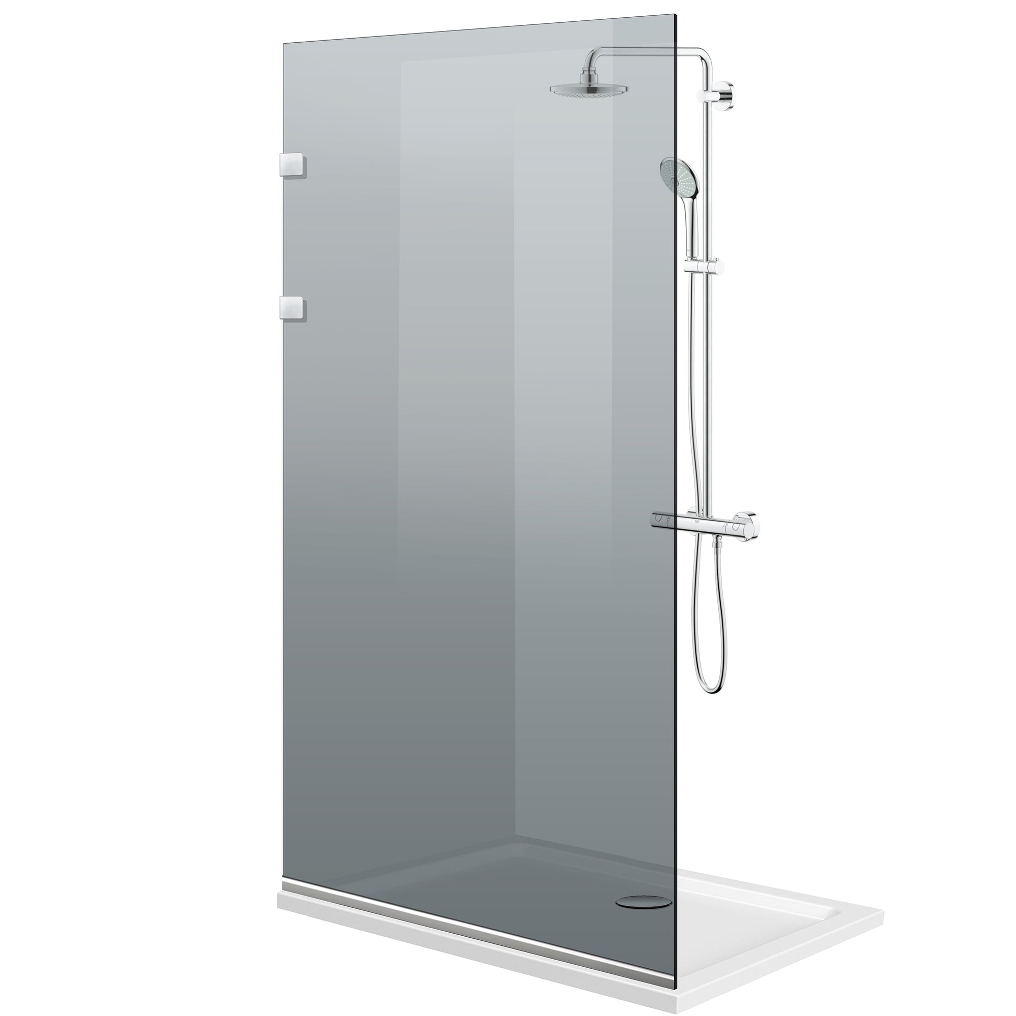 Zuhanyfal Walk-in, Zuhanyfal Rozsdamentes acél, #Szürke