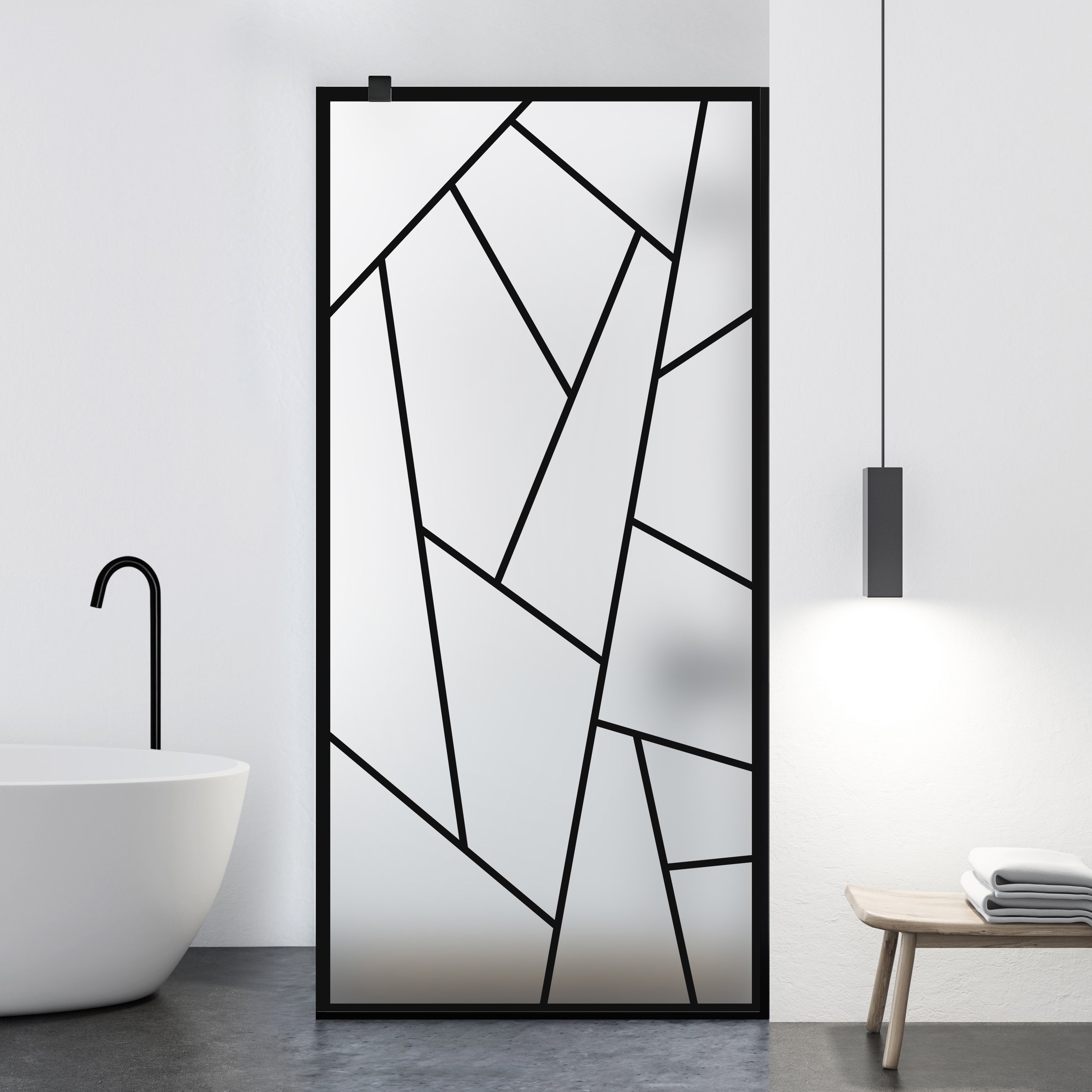 Paravan dus Walk-in, Perete dus Negru, #Mat #Matt
