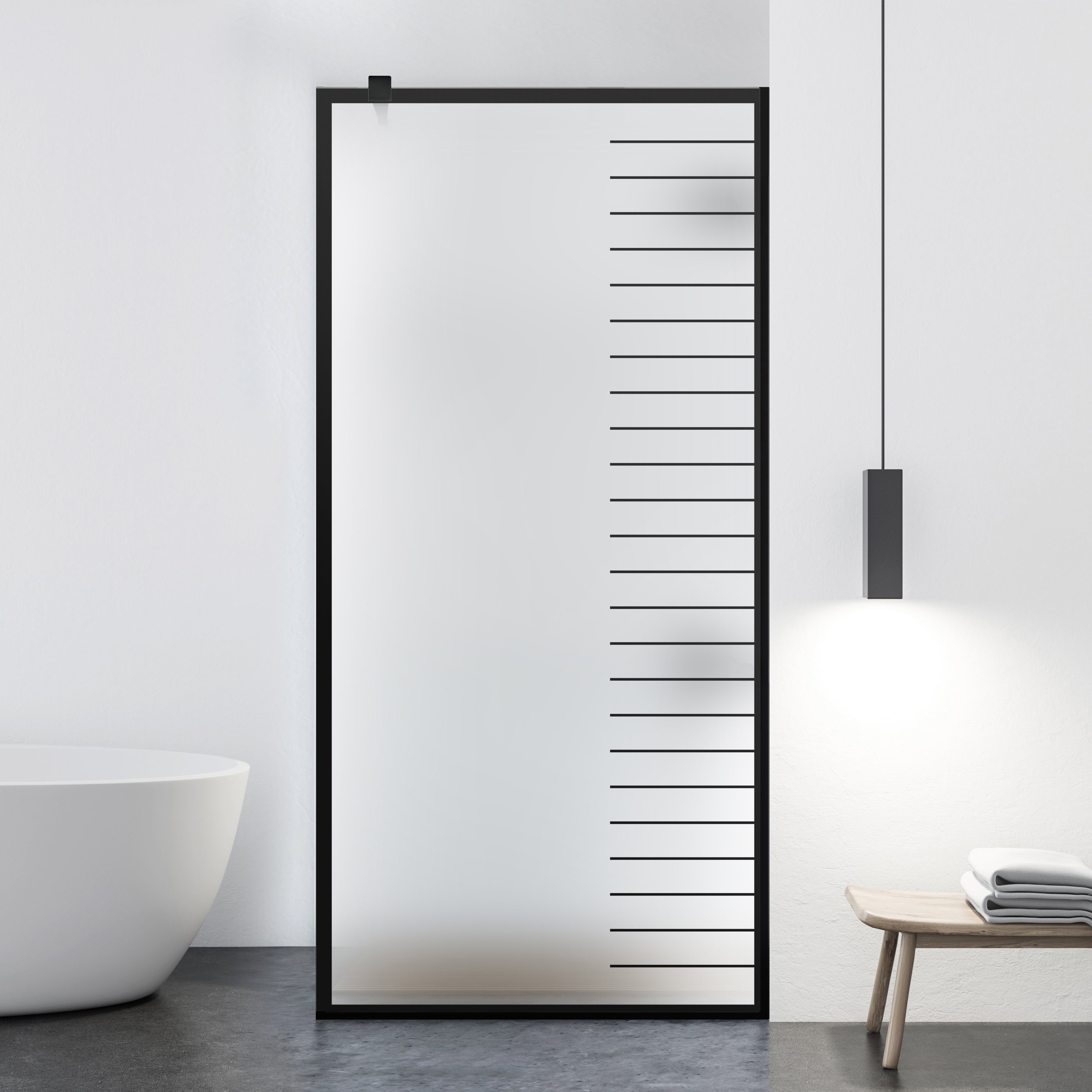 Zuhanyfal Walk-in, fekete zuhanyfal, #Matt #Matt