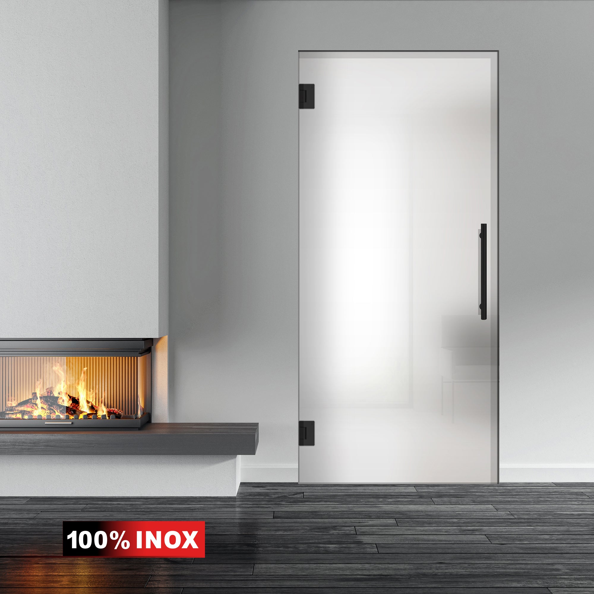 Nyíló üvegajtó fekete, #Matt