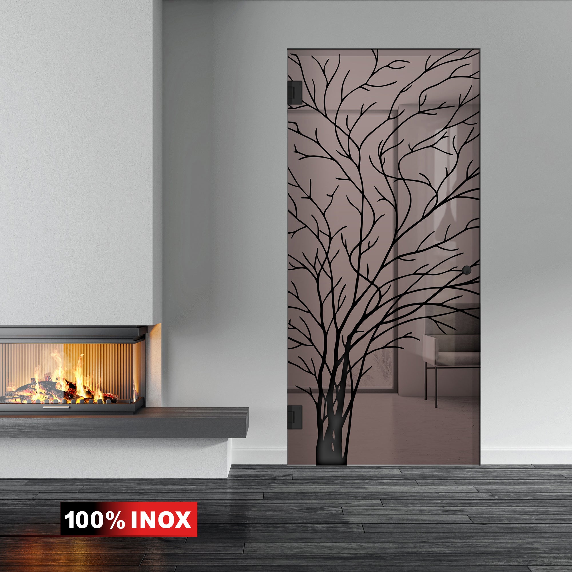 Nyíló üvegajtó fekete, #Bronz