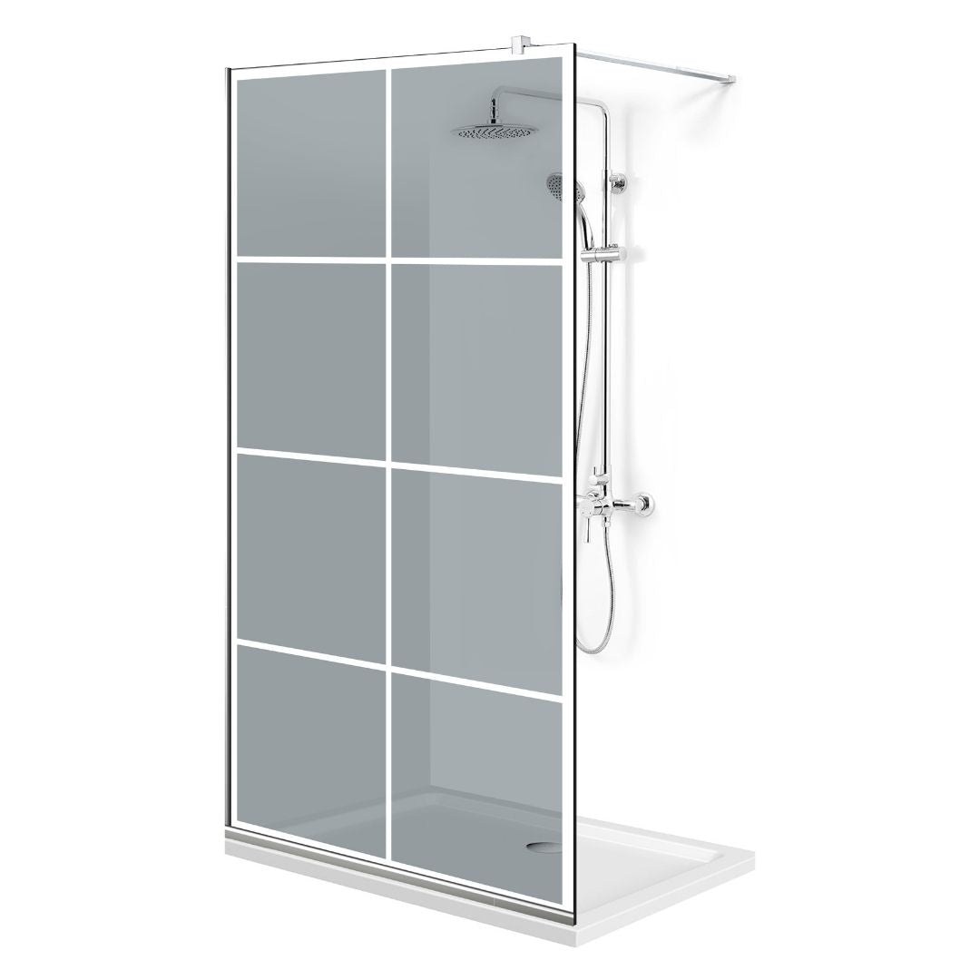 Zuhanyfal Walk-in, Zuhanyfal Rozsdamentes acél, #Szürke #Szürke