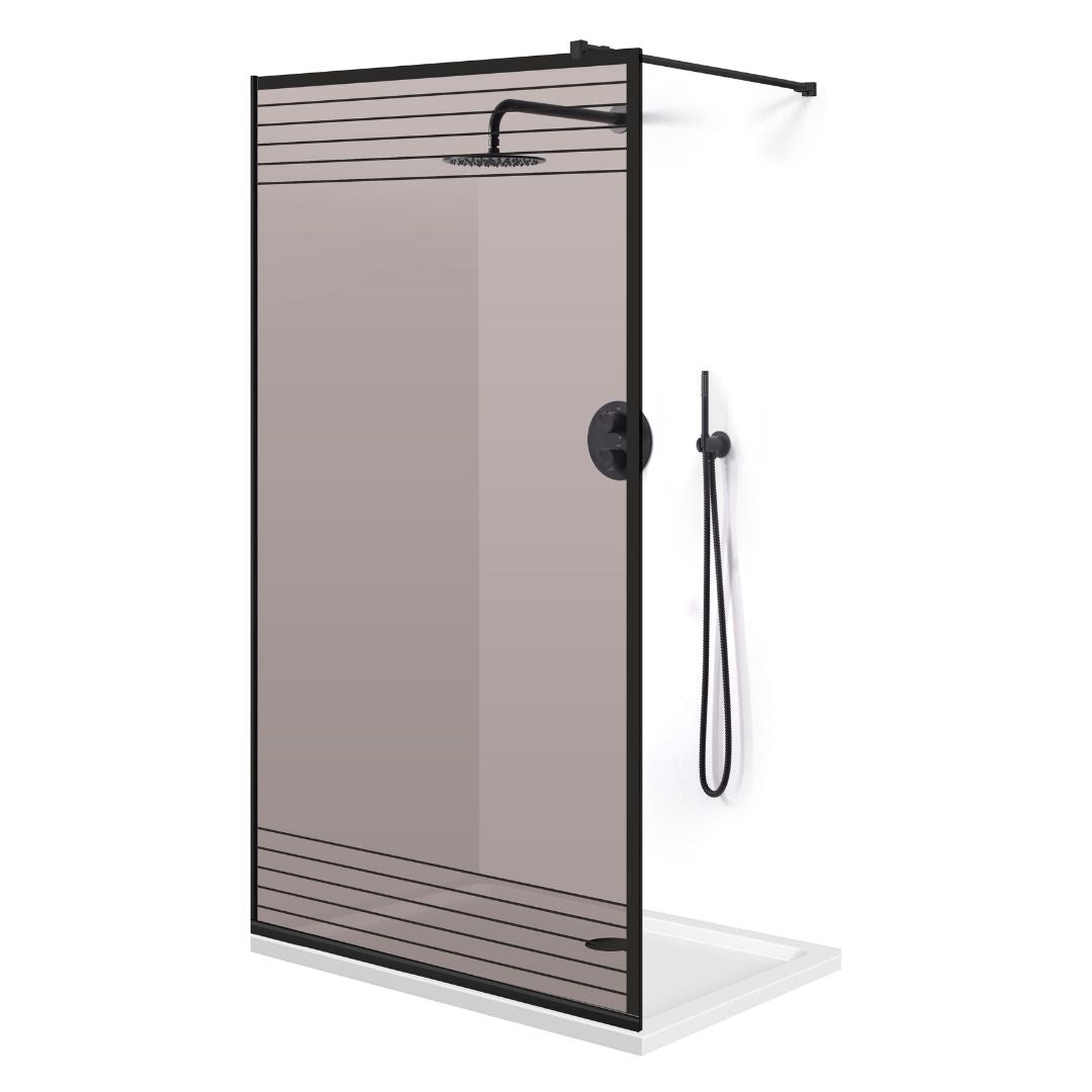 Zuhanyfal Walk-in, fekete zuhanyfal, #Bronz #Bronz
