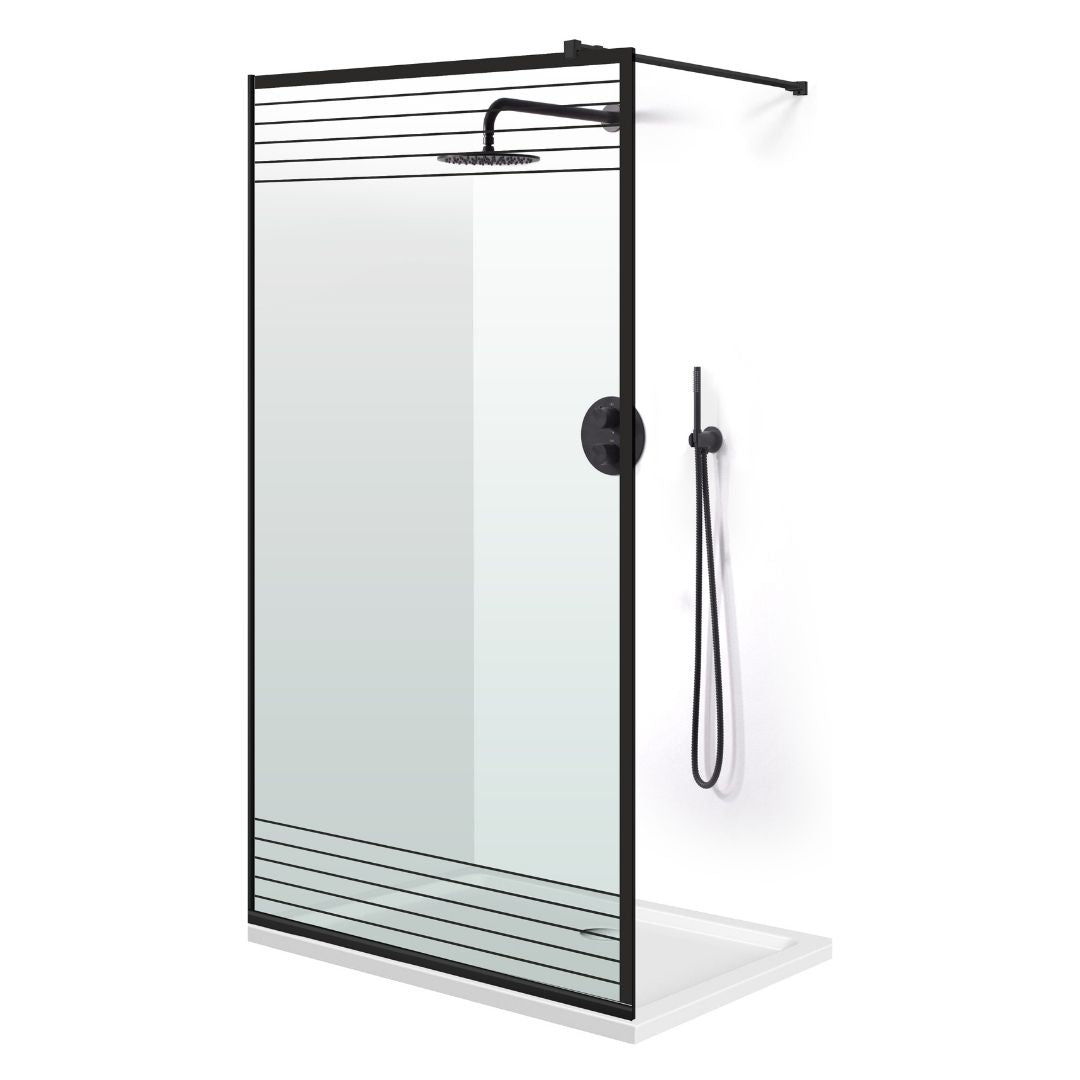 Zuhanyfal Walk-in, fekete zuhanyfal, #Átlátszó #Víztiszta