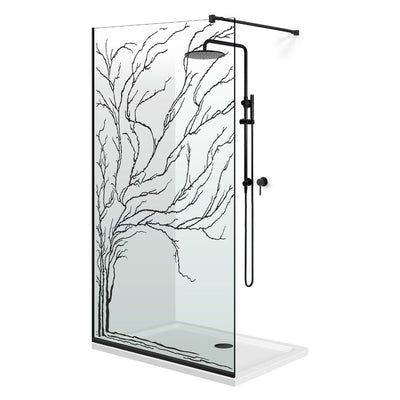 Zuhanyfal Walk-in, fekete zuhanyfal, #Átlátszó #Víztiszta