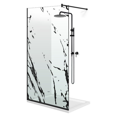 Zuhanyfal Walk-in, fekete zuhanyfal, #Átlátszó #Víztiszta