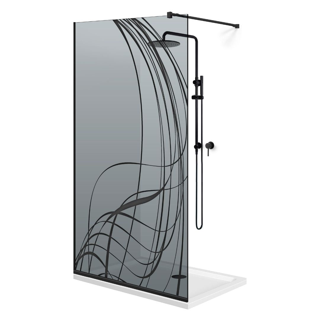 Zuhanyfal Walk-in, fekete zuhanyfal, #Szürke #Szürke
