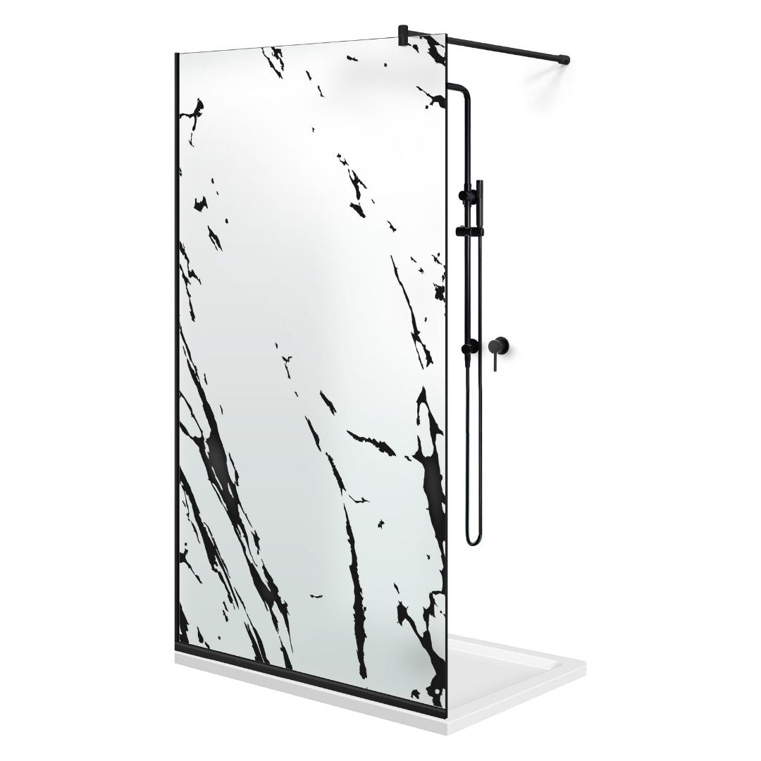 Zuhanyfal Walk-in, fekete zuhanyfal, #Matt #Matt