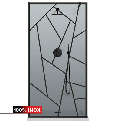 Paravan dus Walk-in, Perete dus  Negru, #Gri #Szürke