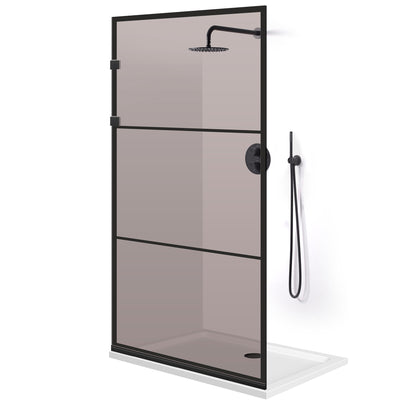 Zuhanyfal Walk-in, Rozsdamentes acél zuhanyfal, matt fekete #Bronz