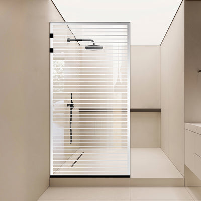 Zuhanyfal Walk-in, Rozsdamentes acél zuhanyfal, matt fekete, #Átlátszó #Víztiszta