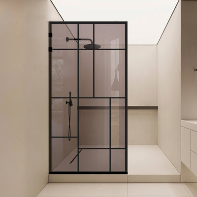 Zuhanyfal Walk-in, Rozsdamentes acél zuhanyfal, matt fekete #Bronz