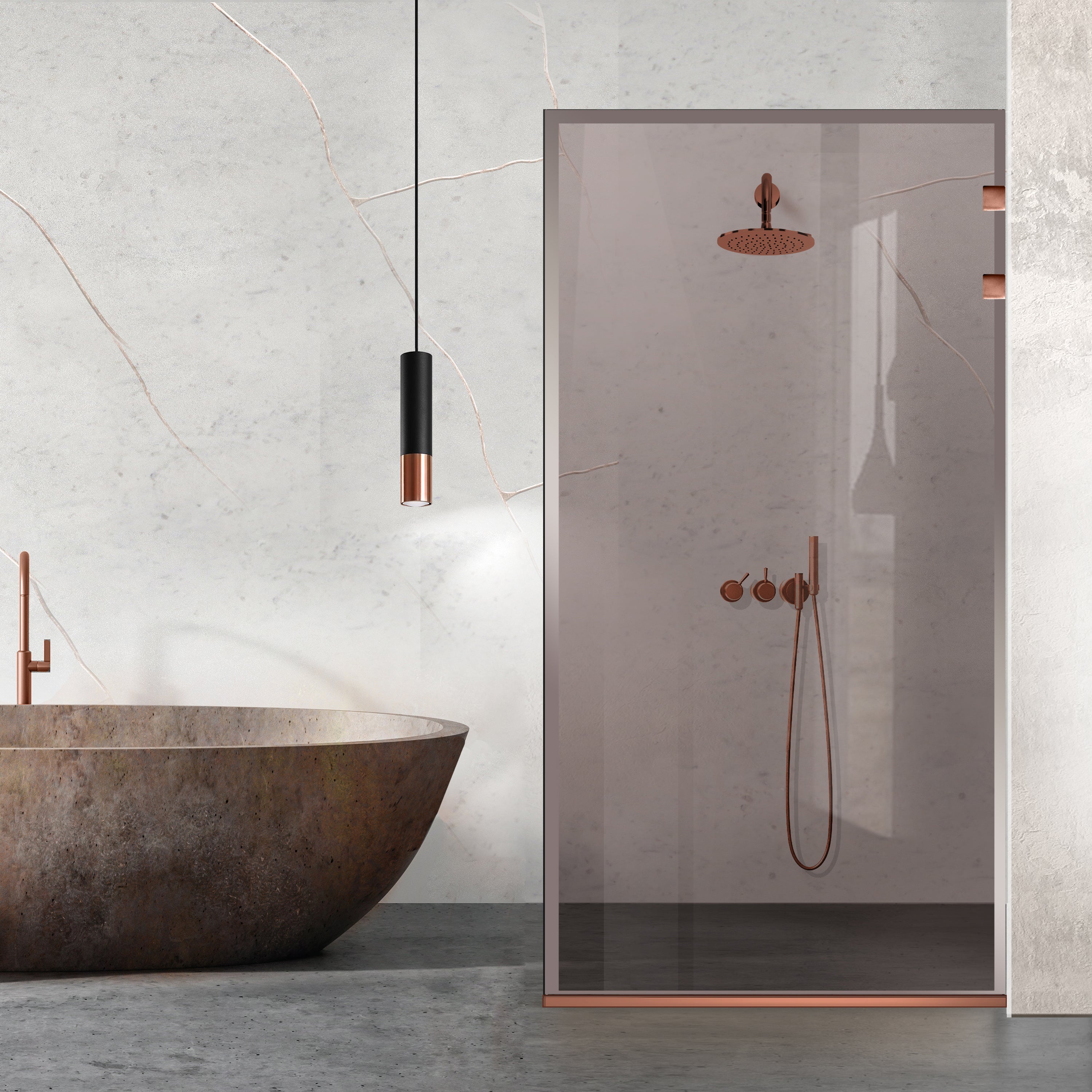 Zuhanyfal Walk-in, Zuhanyfal Rozsdamentes acél, réz #Bronz