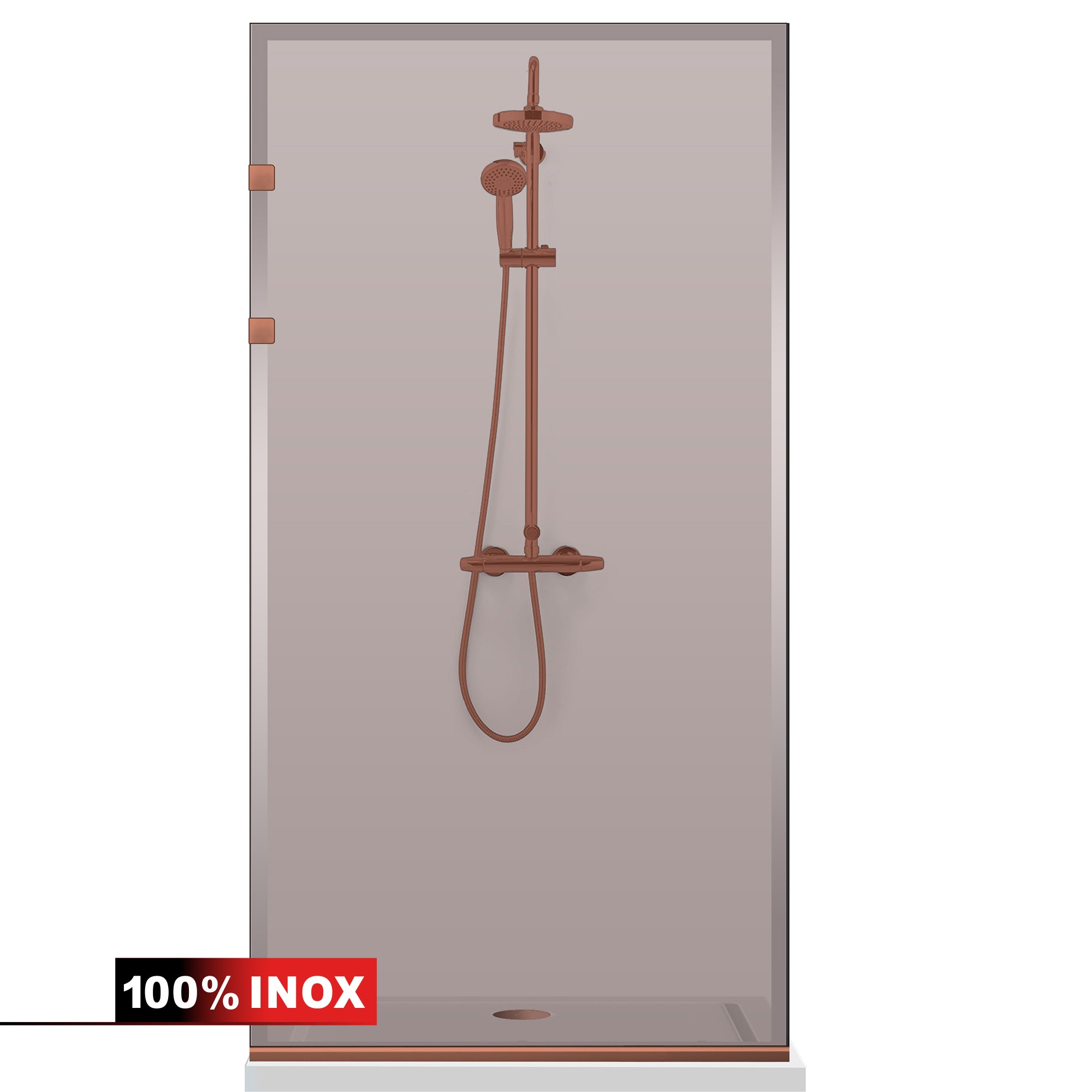 Zuhanyfal Walk-in, Zuhanyfal Rozsdamentes acél, réz #Bronz