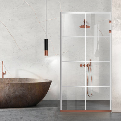 Zuhanyfal Walk-in, Rozsdamentes acél zuhanyfal, matt fekete, #Átlátszó #Víztiszta