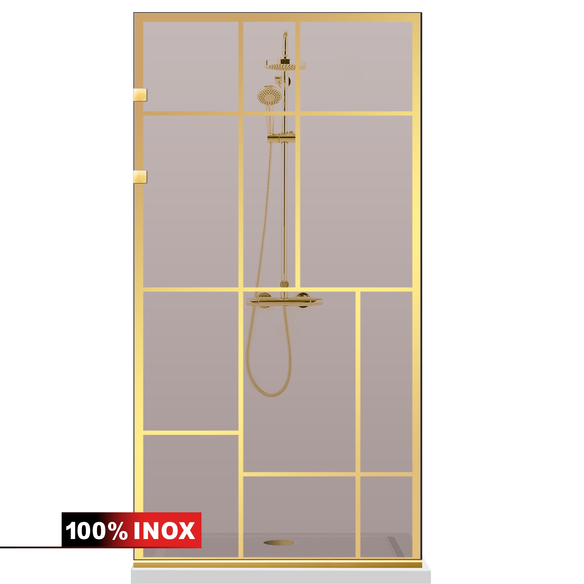Zuhanyfal Walk-in, Zuhanyfal Rozsdamentes acél, arany #Bronz