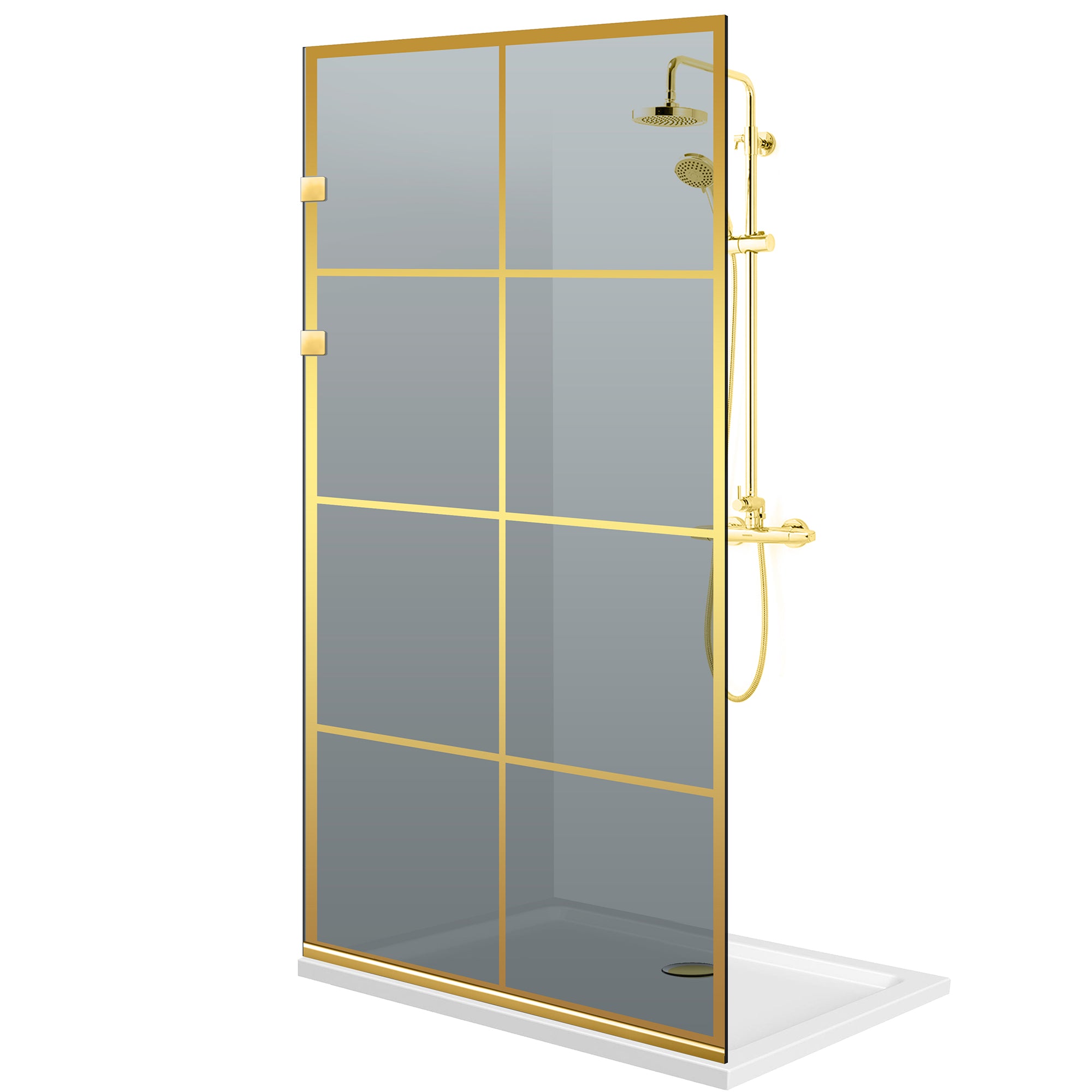 Zuhanyfal Walk-in, Rozsdamentes acél zuhanyfal, arany #Szürke