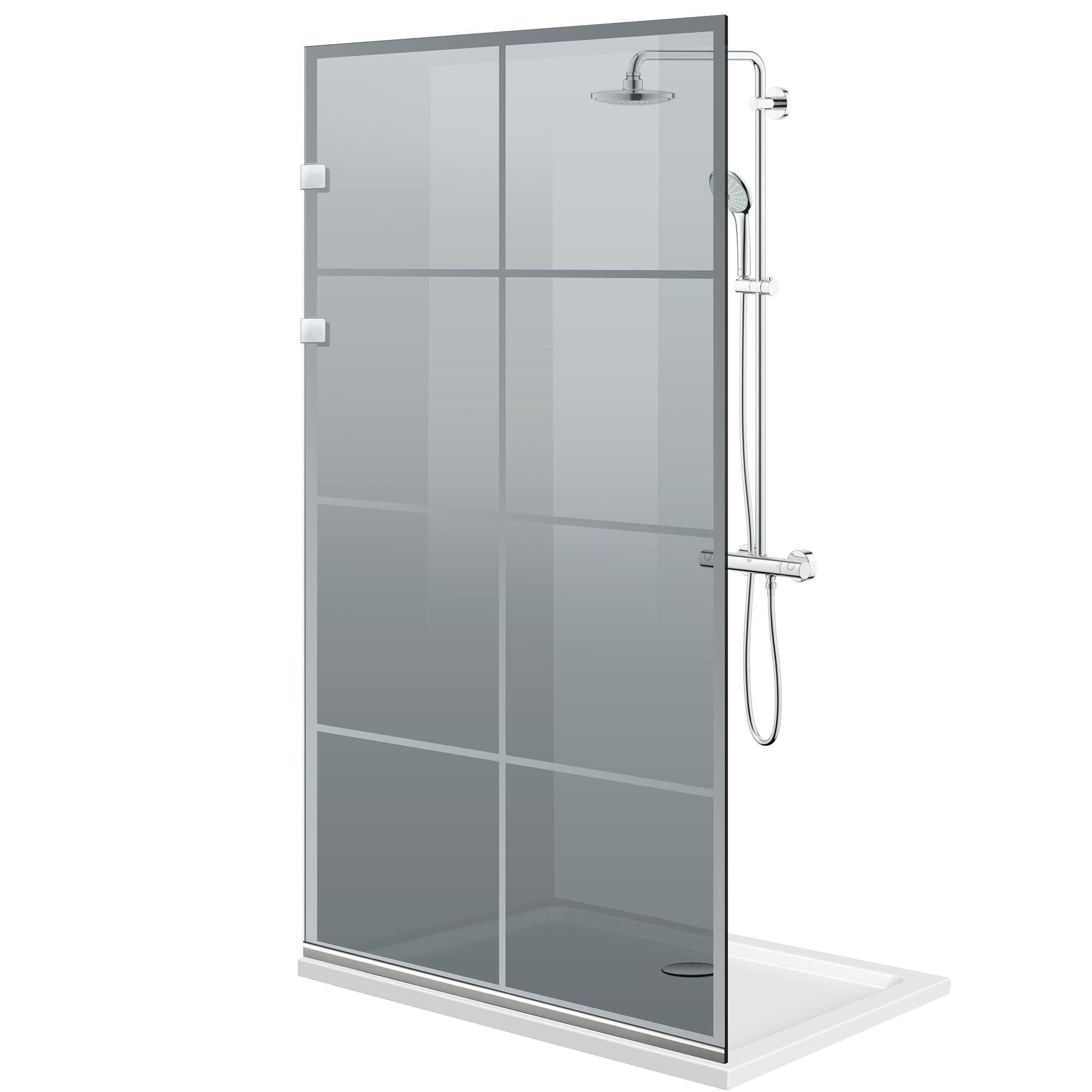 Zuhanyfal Walk-in, Zuhanyfal Rozsdamentes acél, #Szürke