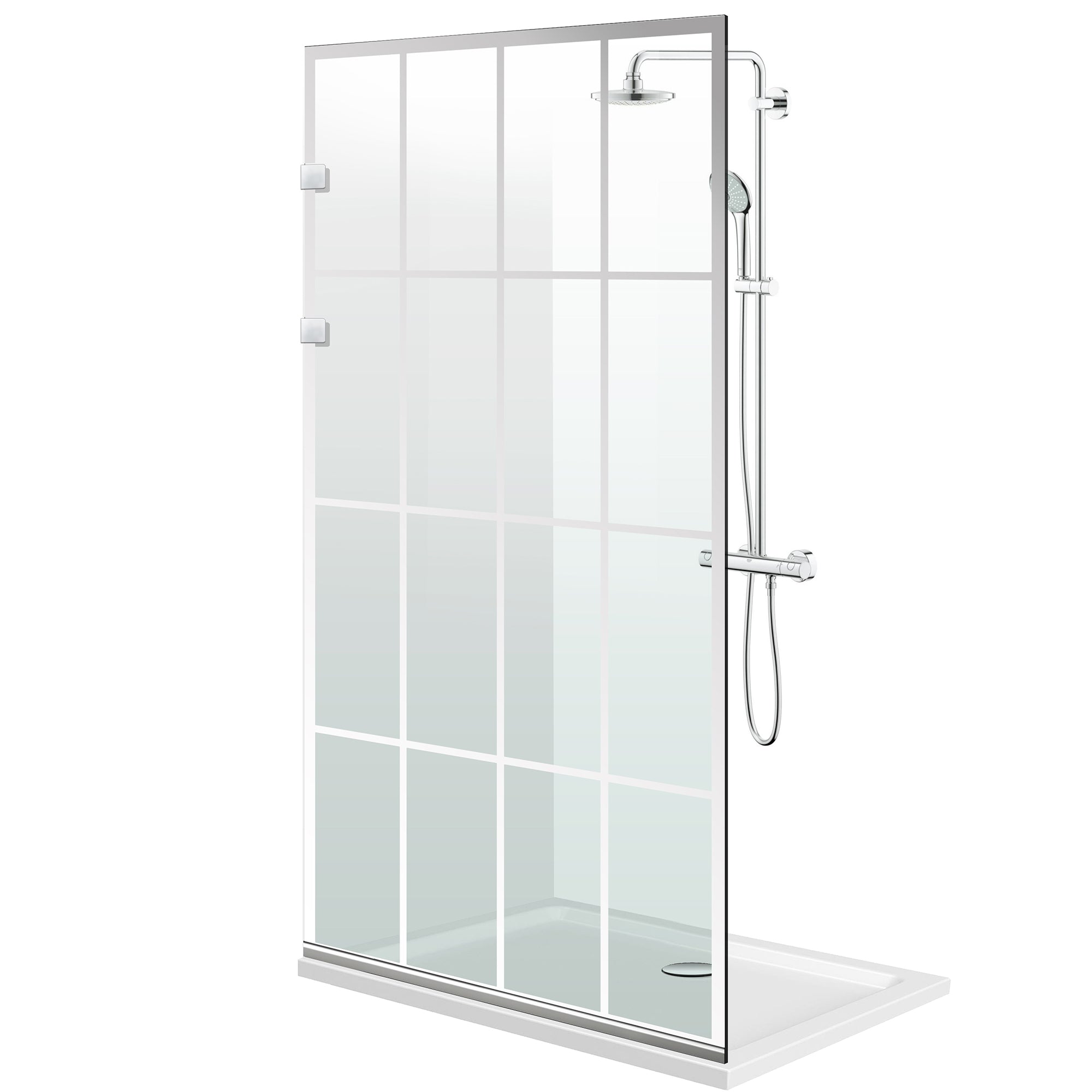 Aqua Elegance ® INOX walk-in zuhanyfal, Rank színtelen modell, teljes rozsdamentes acél szerelvények, átlátszó, biztonsági üveg