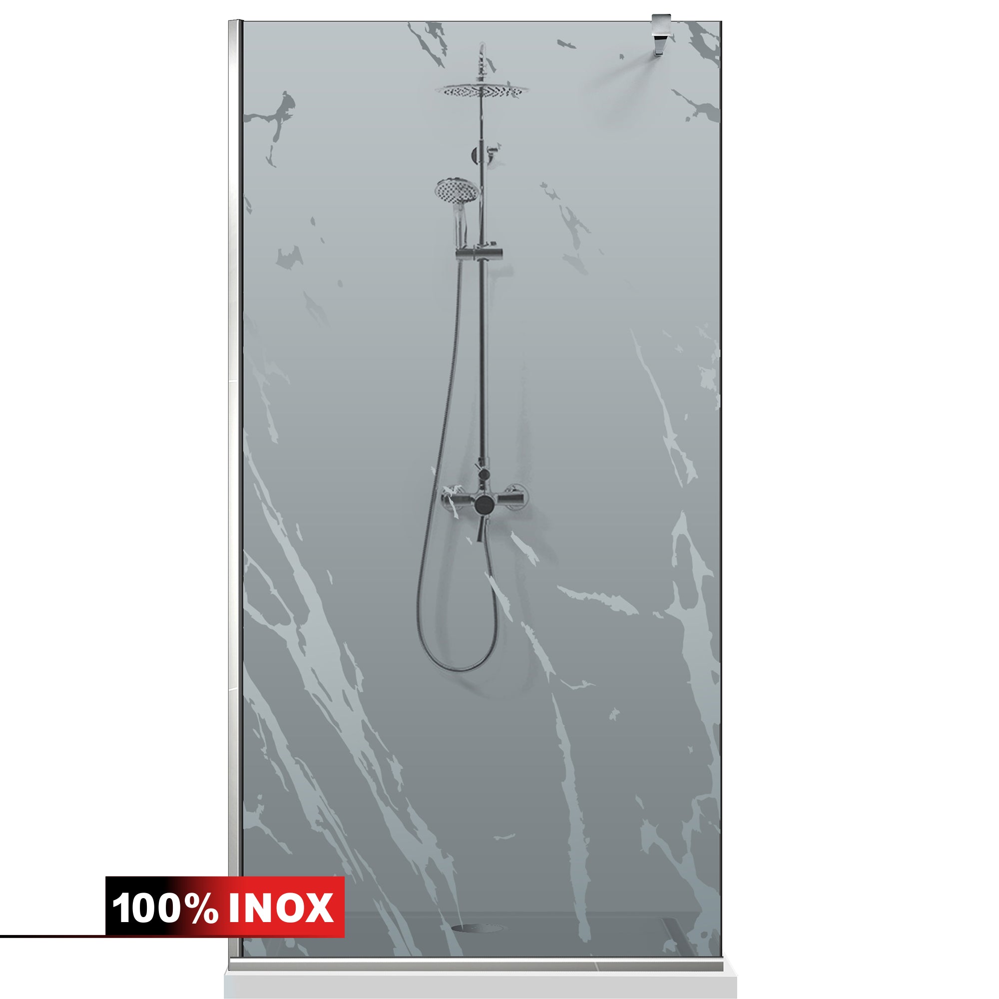 Paravan dus Walk-in, Perete dus  Inox, #Gri #Szürke
