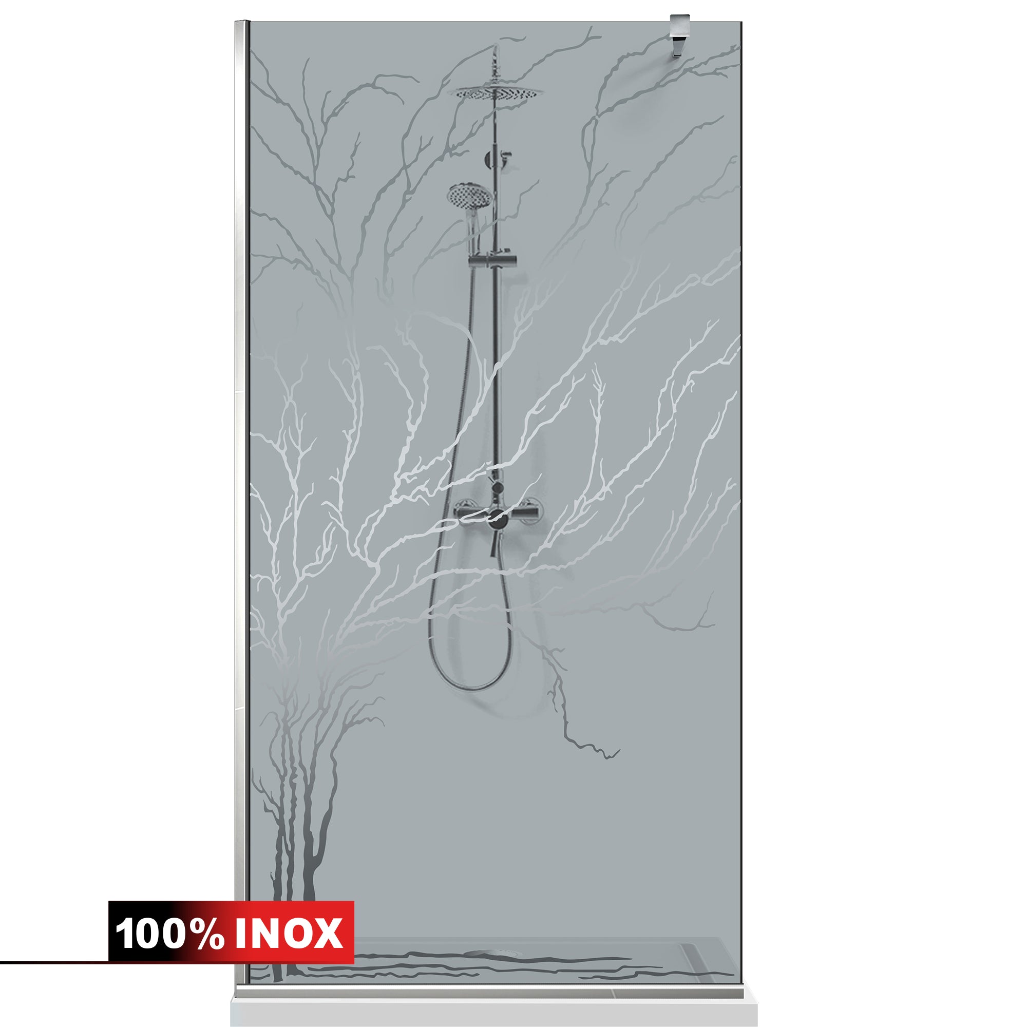 Paravan dus Walk-in, Perete dus  Inox, #Gri #Szürke