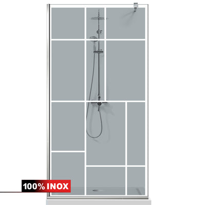 Zuhanyfal Walk-in, Zuhanyfal Rozsdamentes acél, #Szürke #Szürke