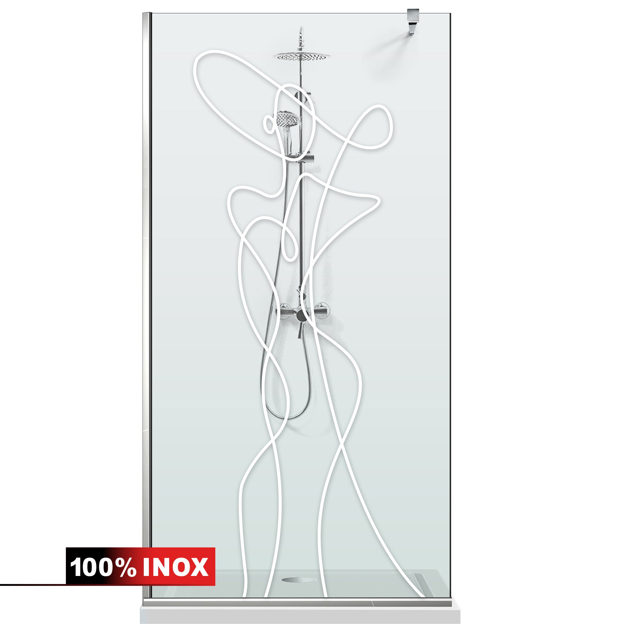 Paravan dus Walk-in, Perete dus  Inox, #Clara #Víztiszta