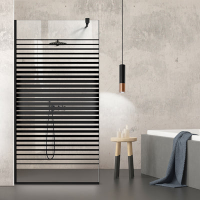 Zuhanyfal Walk-in, fekete zuhanyfal, #Átlátszó #Víztiszta