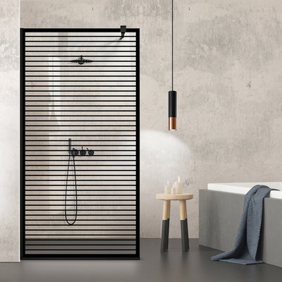 Zuhanyfal Walk-in, fekete zuhanyfal, #Átlátszó #Víztiszta