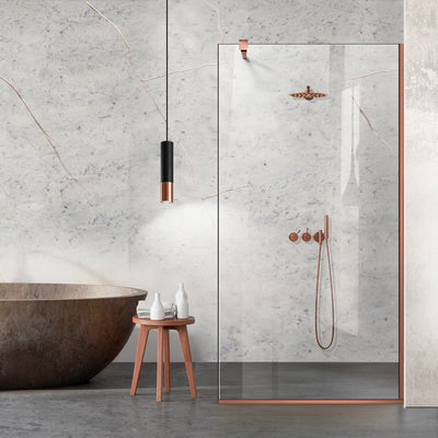 Aqua Class ® Copper walk-in zuhanyparaván, teljes réz rozsdamentes acél szerelvényekkel, edzett üveggel