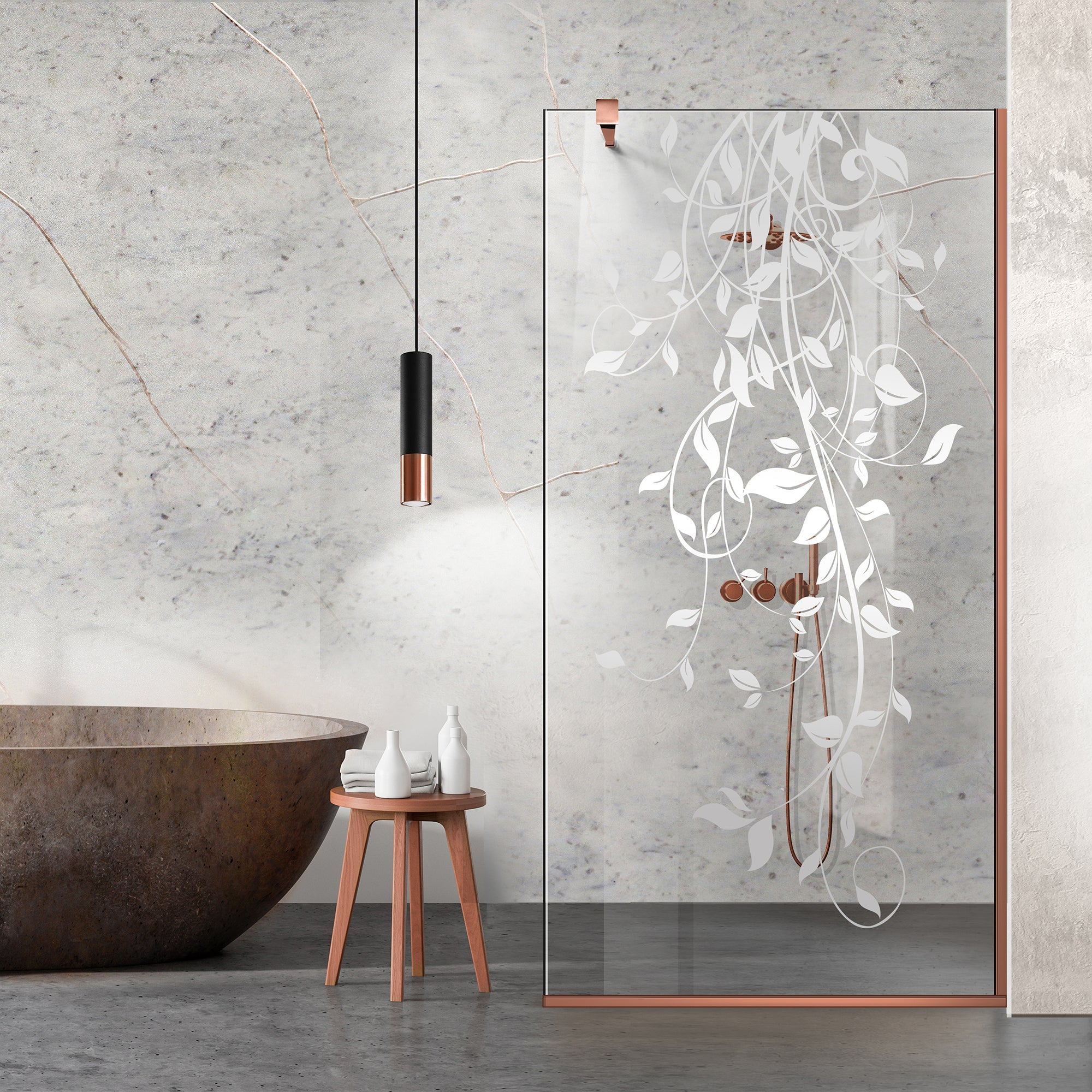 Zuhanyfal Walk-in, Copper zuhanyfal, #Átlátszó #Víztiszta