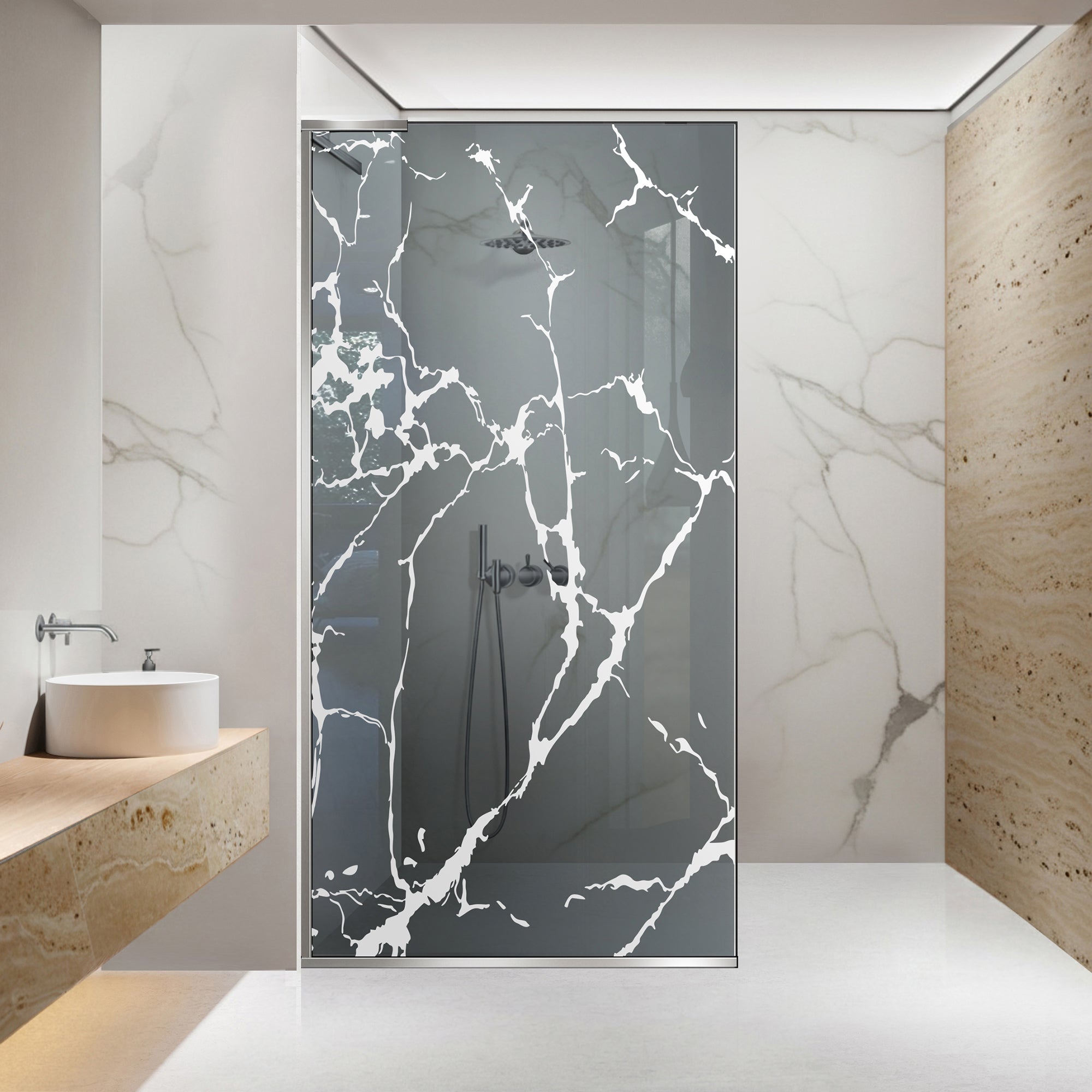 Zuhanyfal Walk-in, Zuhanyfal Rozsdamentes acél, #Szürke #Szürke