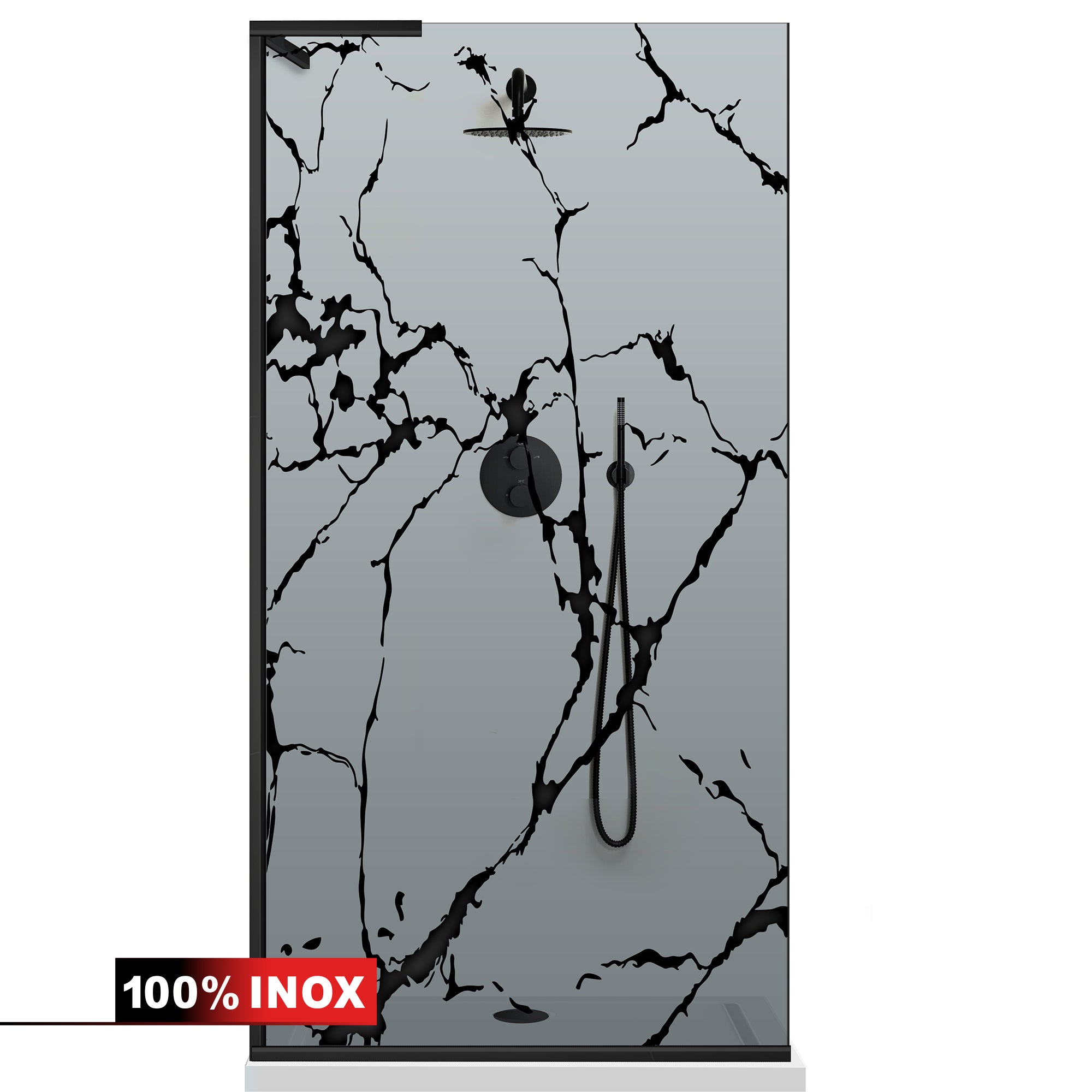 Zuhanyfal Walk-in, Zuhanyfal Rozsdamentes acél, #Szürke #Szürke