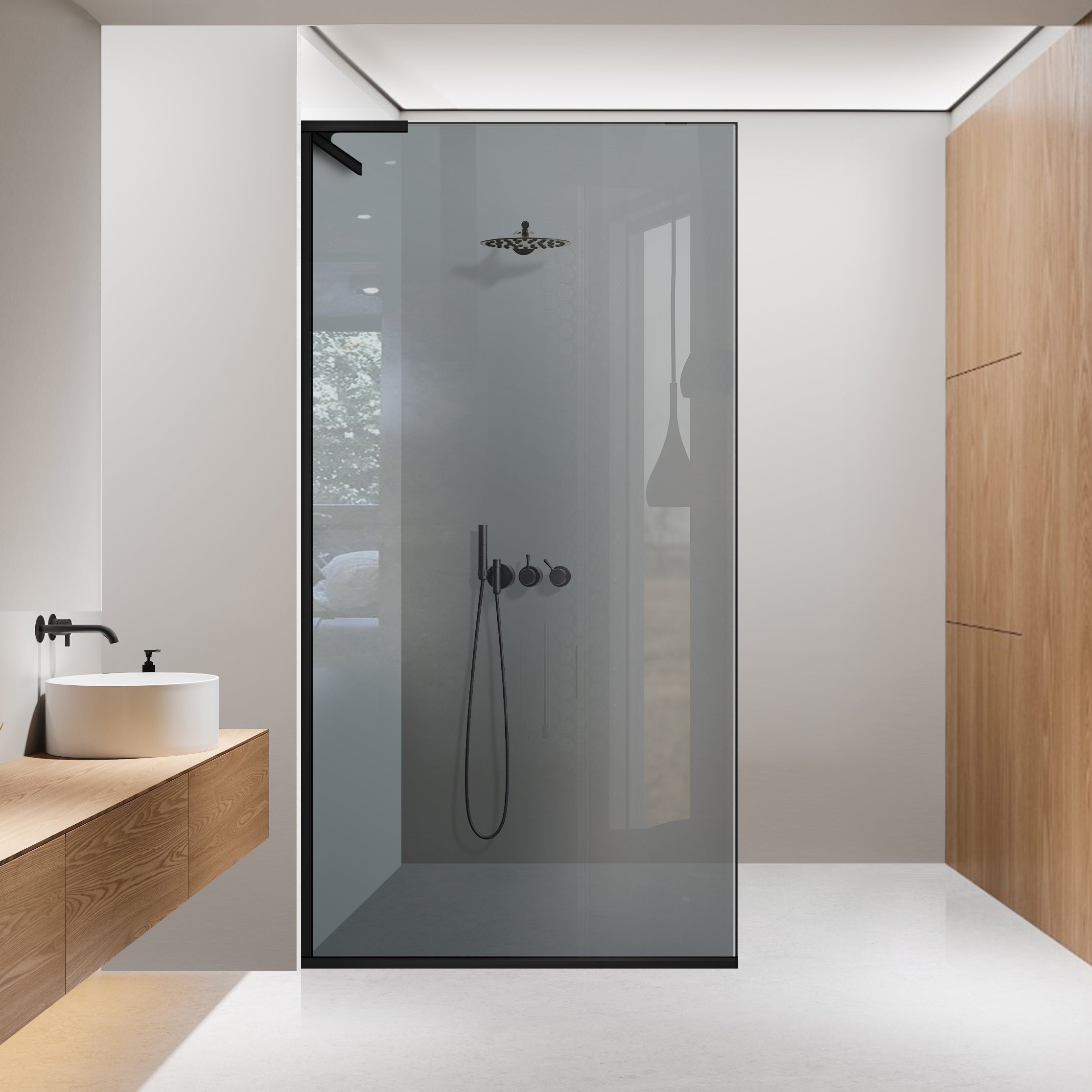 Zuhanyfal Walk-in, Zuhanyfal Rozsdamentes acél, #Szürke #Szürke