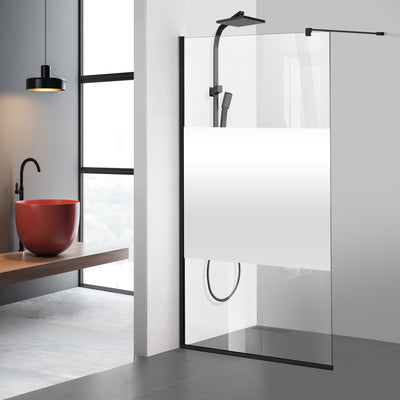 Zuhanyfal Walk-in, fekete zuhanyfal, #Átlátszó #Víztiszta