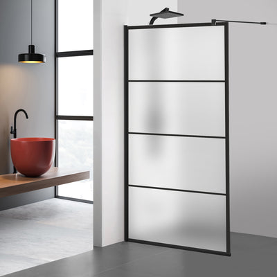 Zuhanyfal Walk-in, fekete zuhanyfal, #Matt #Matt
