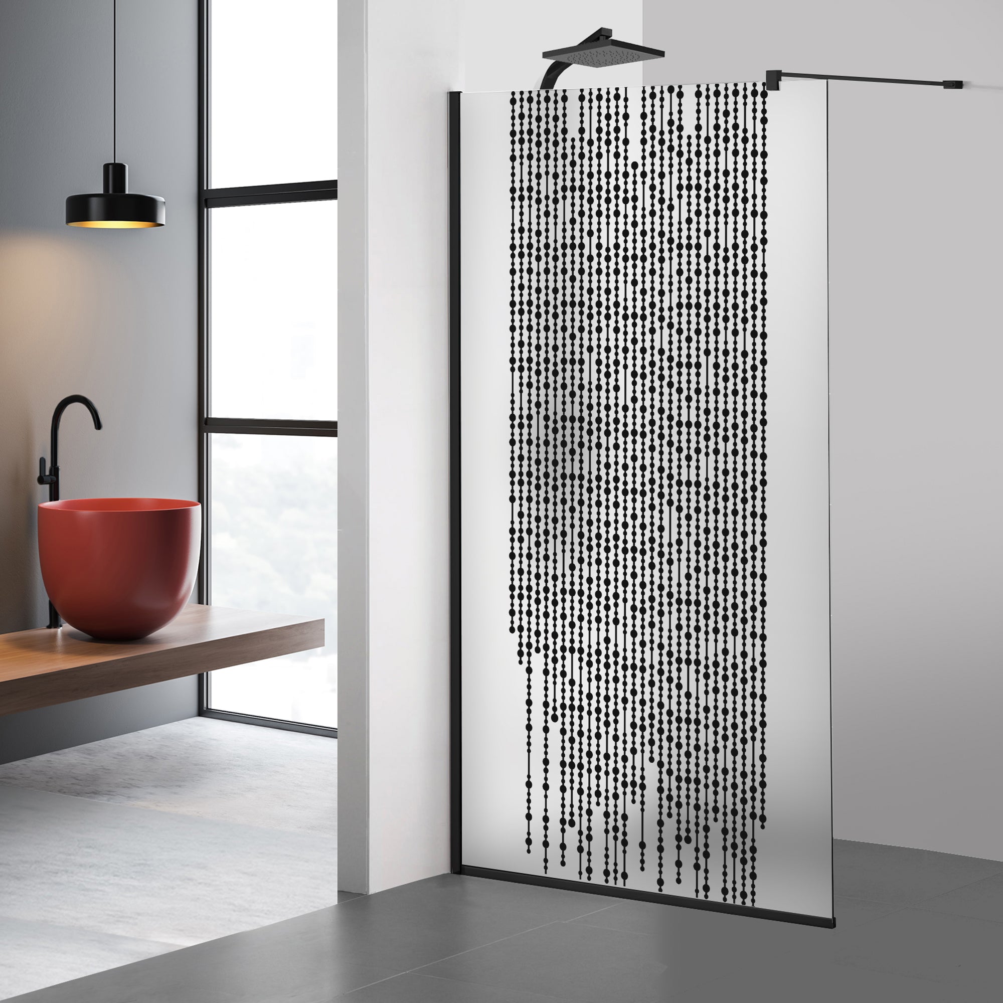 Zuhanyfal Walk-in, fekete zuhanyfal, #Matt #Matt