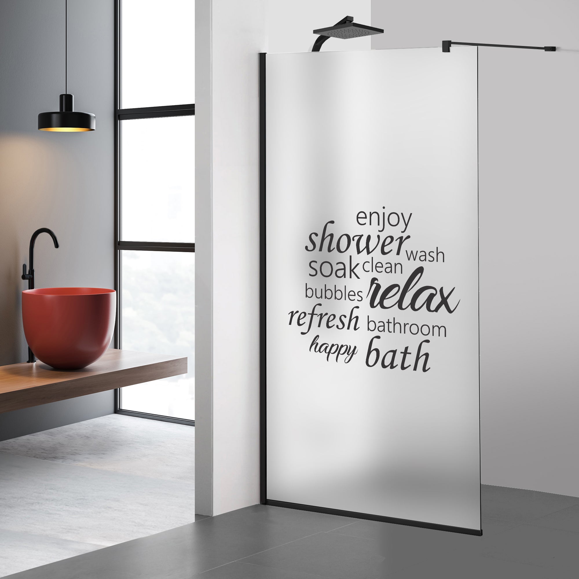 Zuhanyfal Walk-in, fekete zuhanyfal, #Matt #Matt