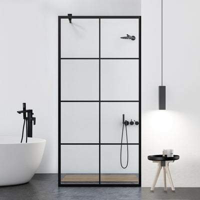Zuhanyfal Walk-in, fekete zuhanyfal, #Átlátszó #Víztiszta