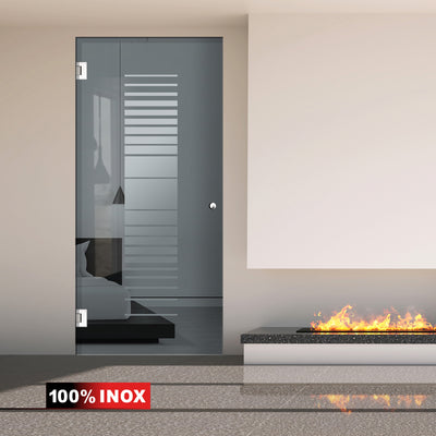 Nyíló üvegajtó rozsdamentes acélból, #Szürke