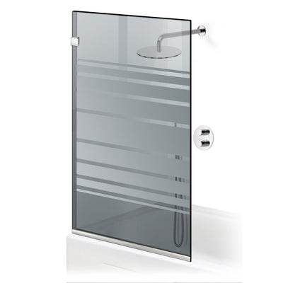 Ravana ® Elegance Inox fürdőkád paraván, Multiline incolor modell, teljes rozsdamentes acél szerelvényekkel, szürke üveg, biztonsági